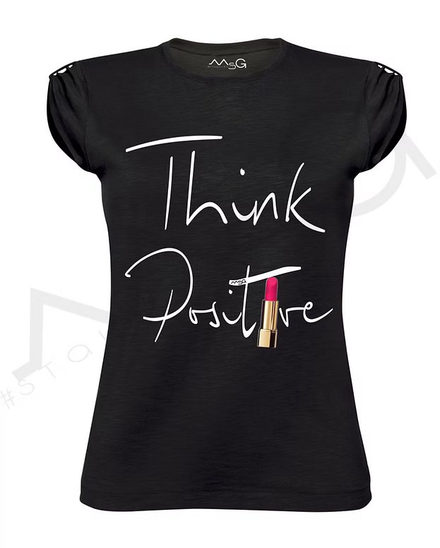 T-shirt Think Positive Nero