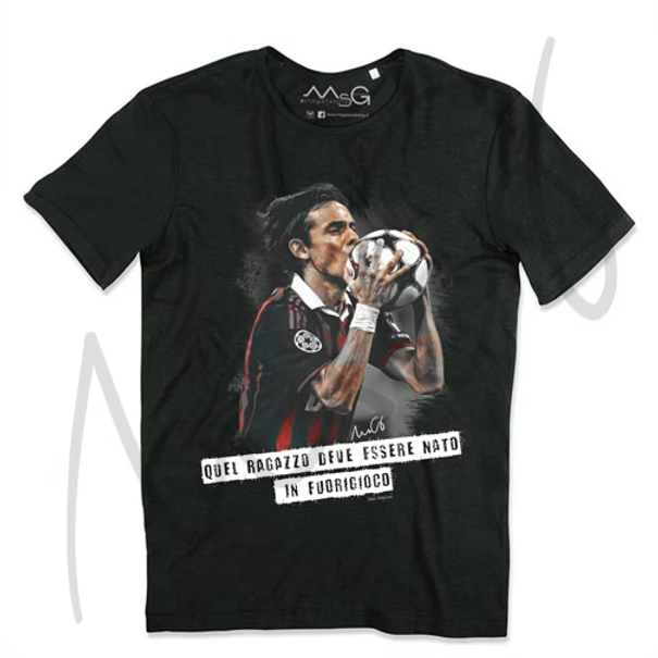 T-Shirt Inzaghi "Nato in fuorigioco" Nera Uomo