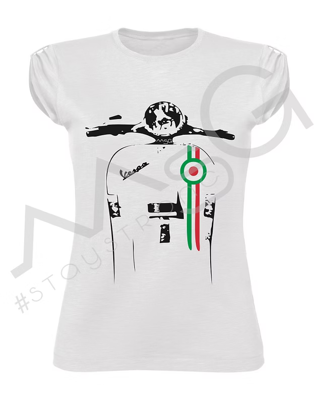 T-shirt Vespa Tricolore Bianco