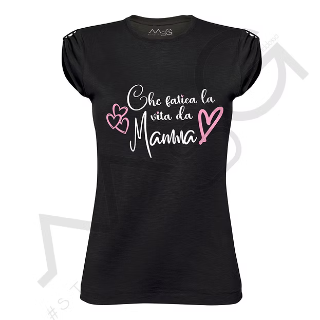 T-shirt Che fatica la vita da Mamma Nero