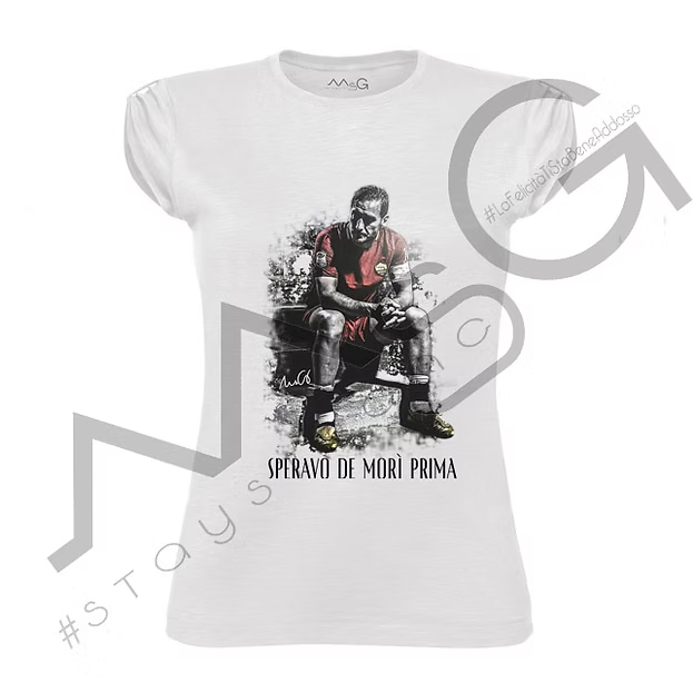T-Shirt Totti "Speravo de morì prima" Bianca Donna
