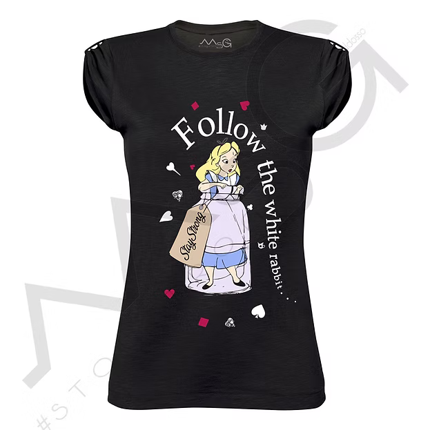T-shirt Follow the Rabbit Nero