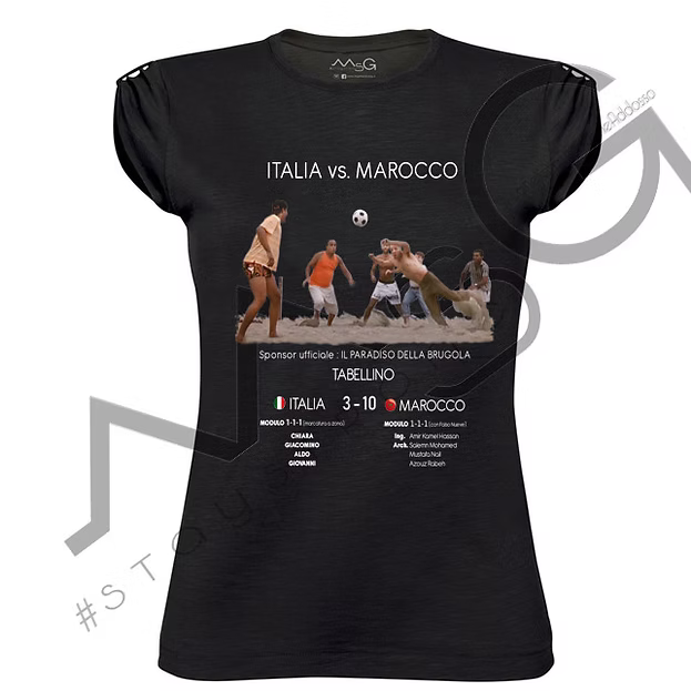 T-shirt "Italia 🆚 Marocco" Nera Donna