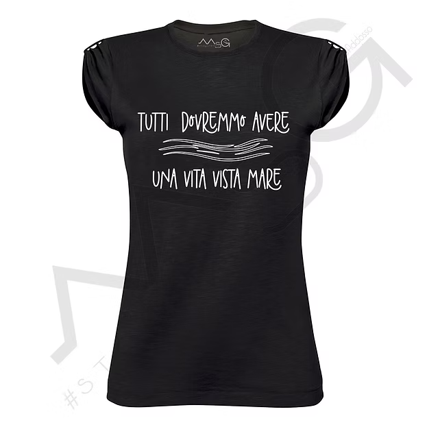 T-shirt Una vita vista mare Nero