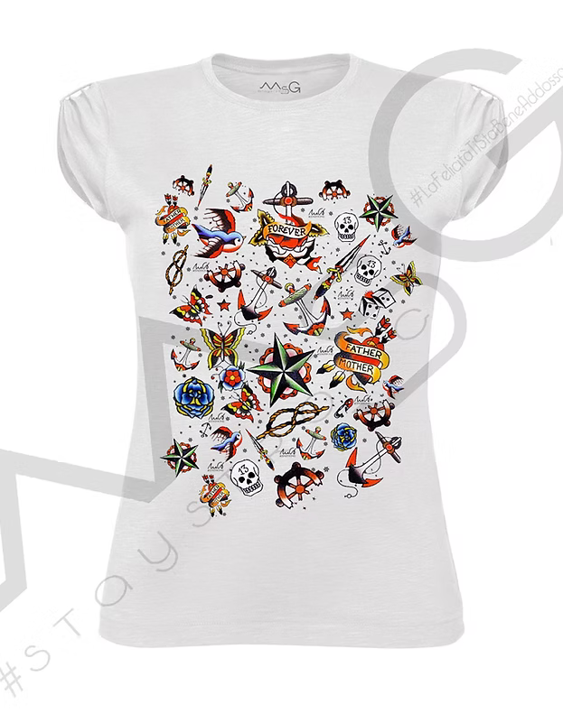 T-shirt Old School Bianco