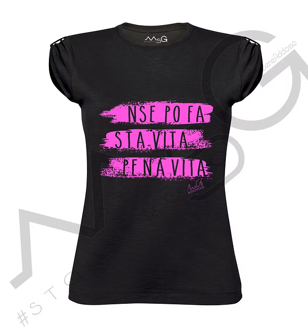 T-shirt "Nse po fa sta vita pe ne vita" Nero