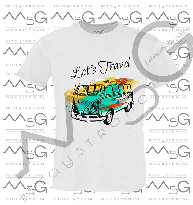 T-Shirt Let's Travel Bianco