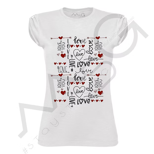 T-shirt Love Love Love Bianco