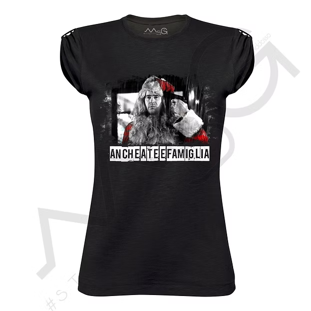 T-Shirt "Anche a te e famiglia" Nera Donna