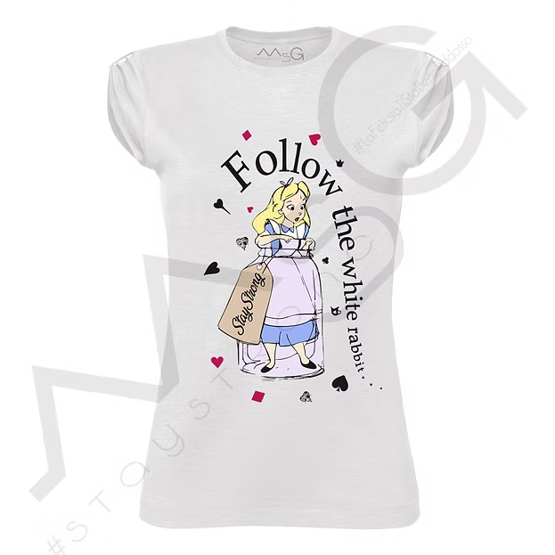 T-shirt Follow the Rabbit Bianco
