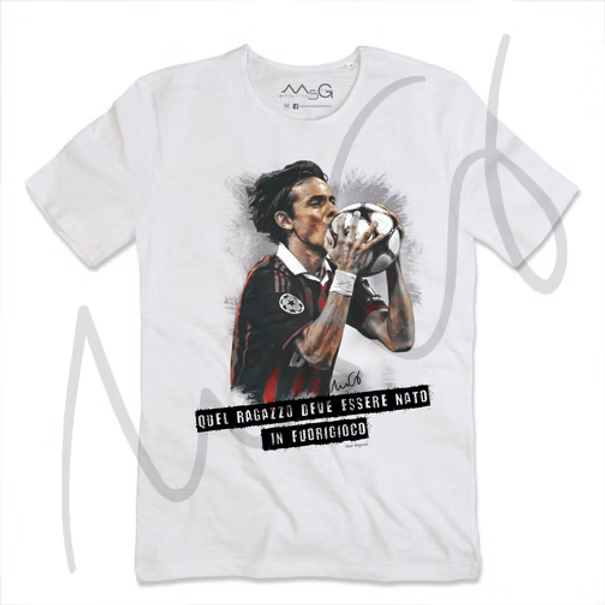 T-Shirt Inzaghi "Nato in fuorigioco" Bianca Uomo