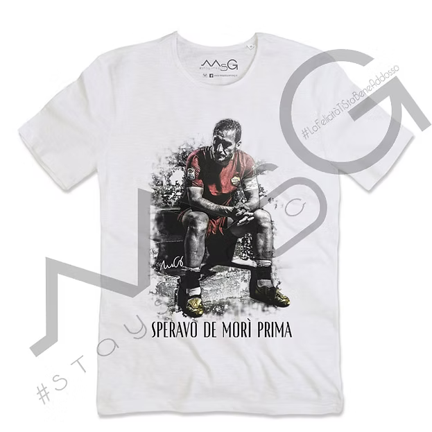 T-Shirt Totti "Speravo de morì prima" Bianca Uomo
