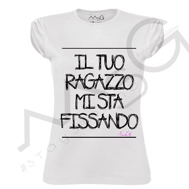 T-shirt "Mi sta fissando" Bianco
