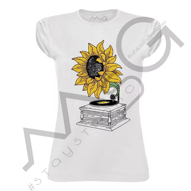 T-shirt VinylSunFlower Bianco