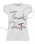 T-shirt Think Positive Bianco