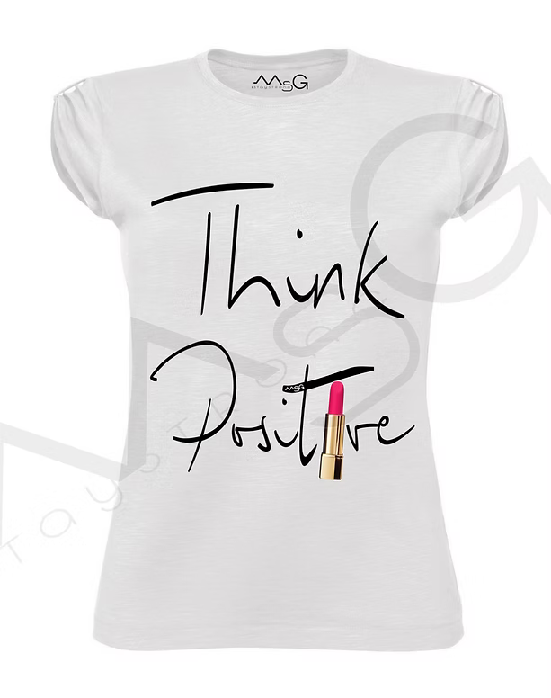 T-shirt Think Positive Bianco