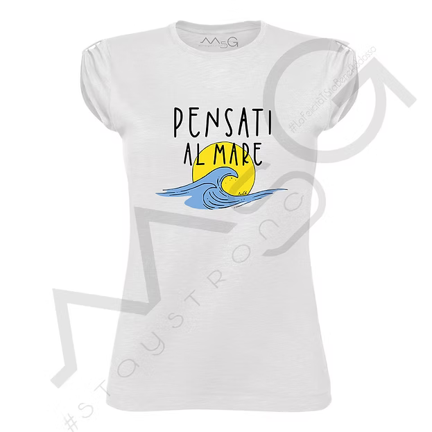 T-Shirt Pensati al MARE Bianca Donna