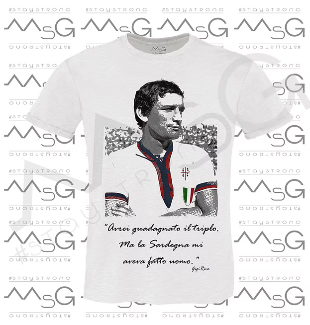 T-Shirt Gigi Riva "Rombo di tuono" Bianca Uomo