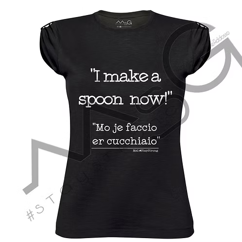 T-Shirt - "Mo je faccio er cucchiaio!" Nera Donna