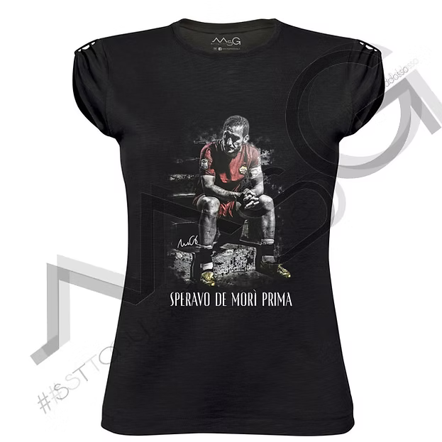 T-Shirt Totti "Speravo de morì prima" Nera Donna