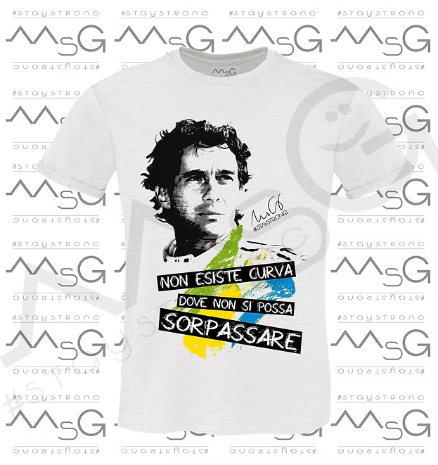 T-Shirt Ayrton Senna Bianca Uomo