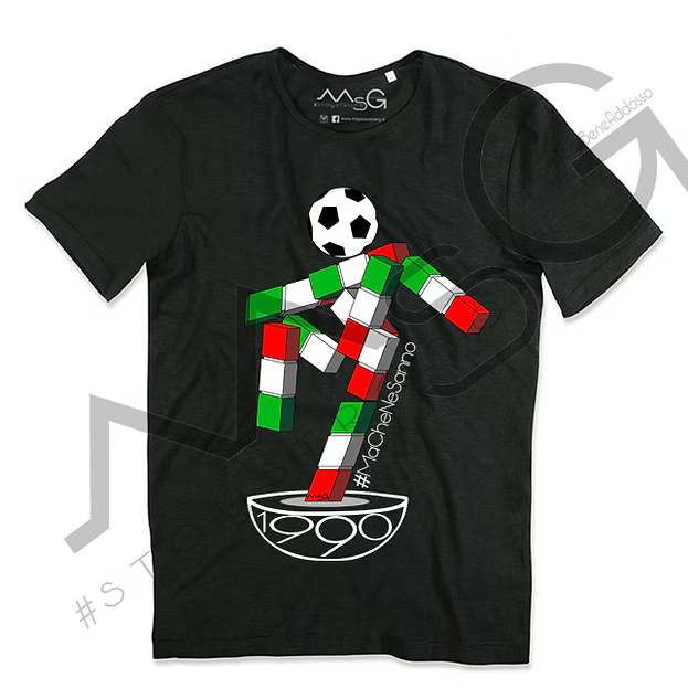 T-shirt Italia 90 Nera Uomo