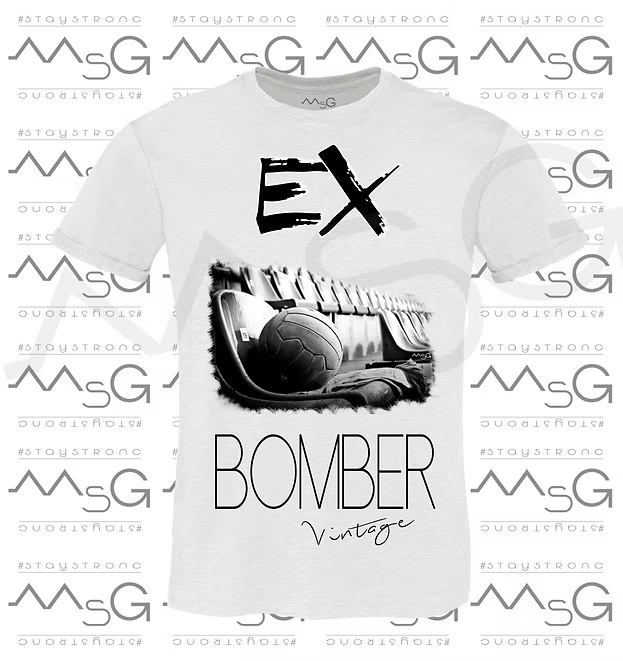 T-shirt Ex Bomber Vintage Bianca Uomo