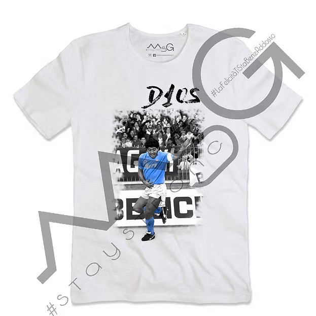 T-Shirt Maradona "D10S" Bianca Uomo