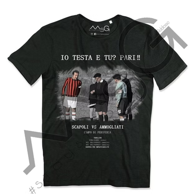 T-Shirt Scapoli vs Ammogliati "Io testa e tu? Pari!" Nera Uomo