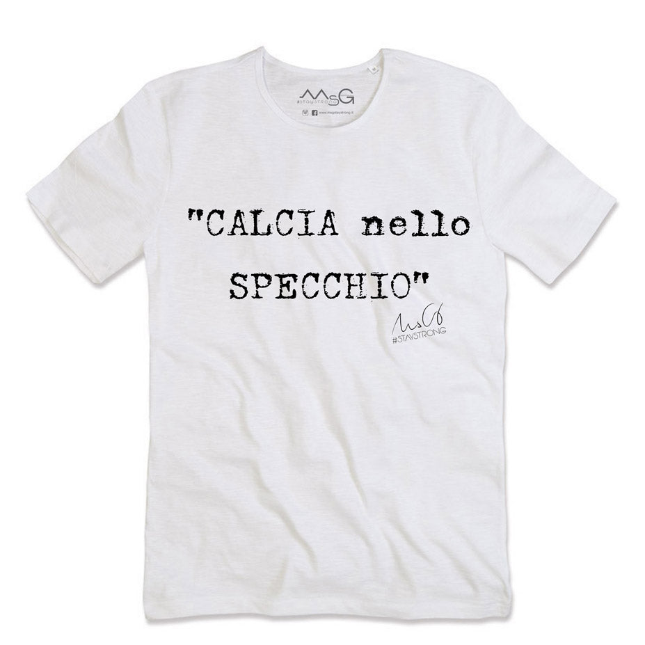 T-Shirt "Calcia nello specchio" Bianco