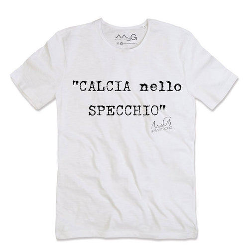 T-Shirt "Calcia nello specchio" Bianco