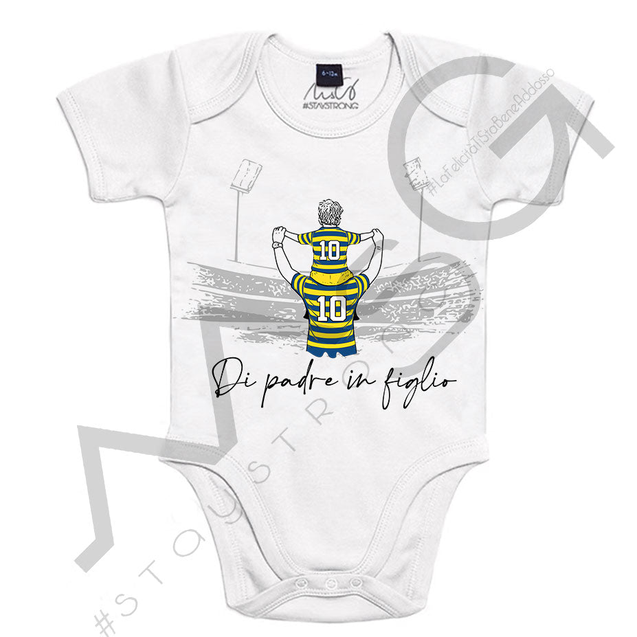 Body Neonato Di Padre in Figlio/a – MsG #StayStrong GIALLO BLU No