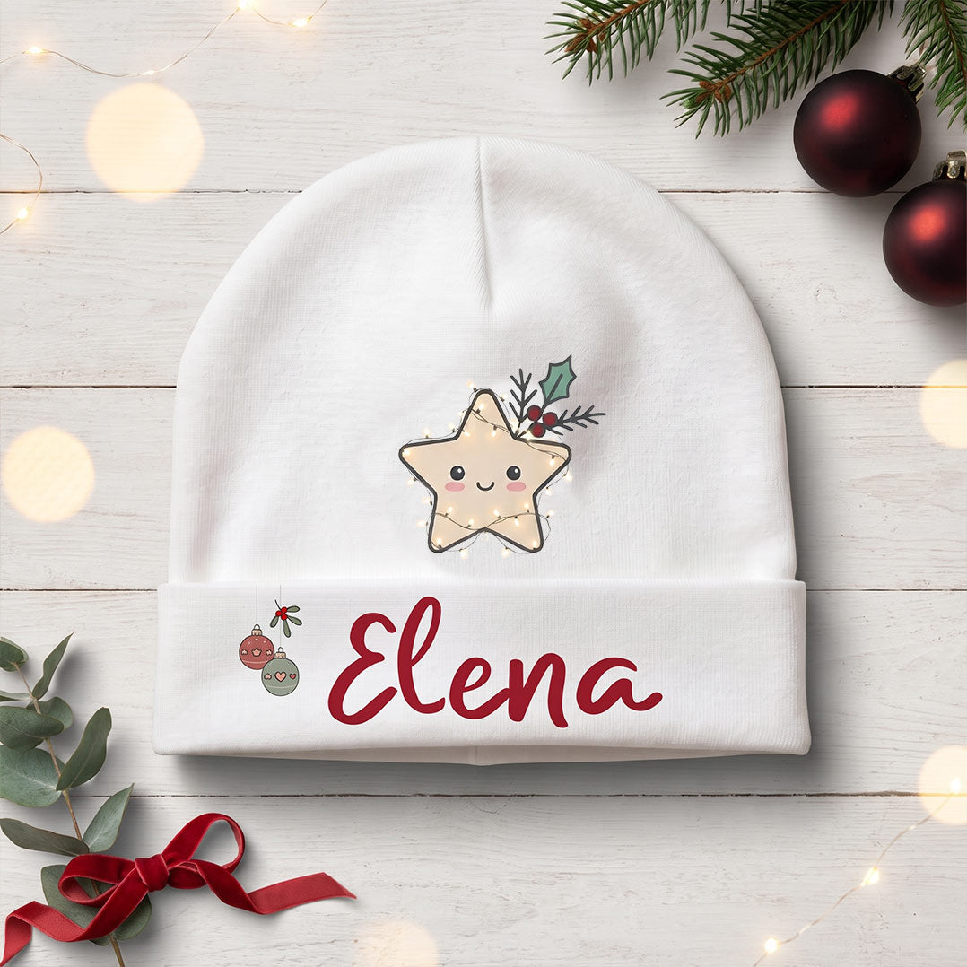 Cappellino Neonato Natale Personalizzato con Nome