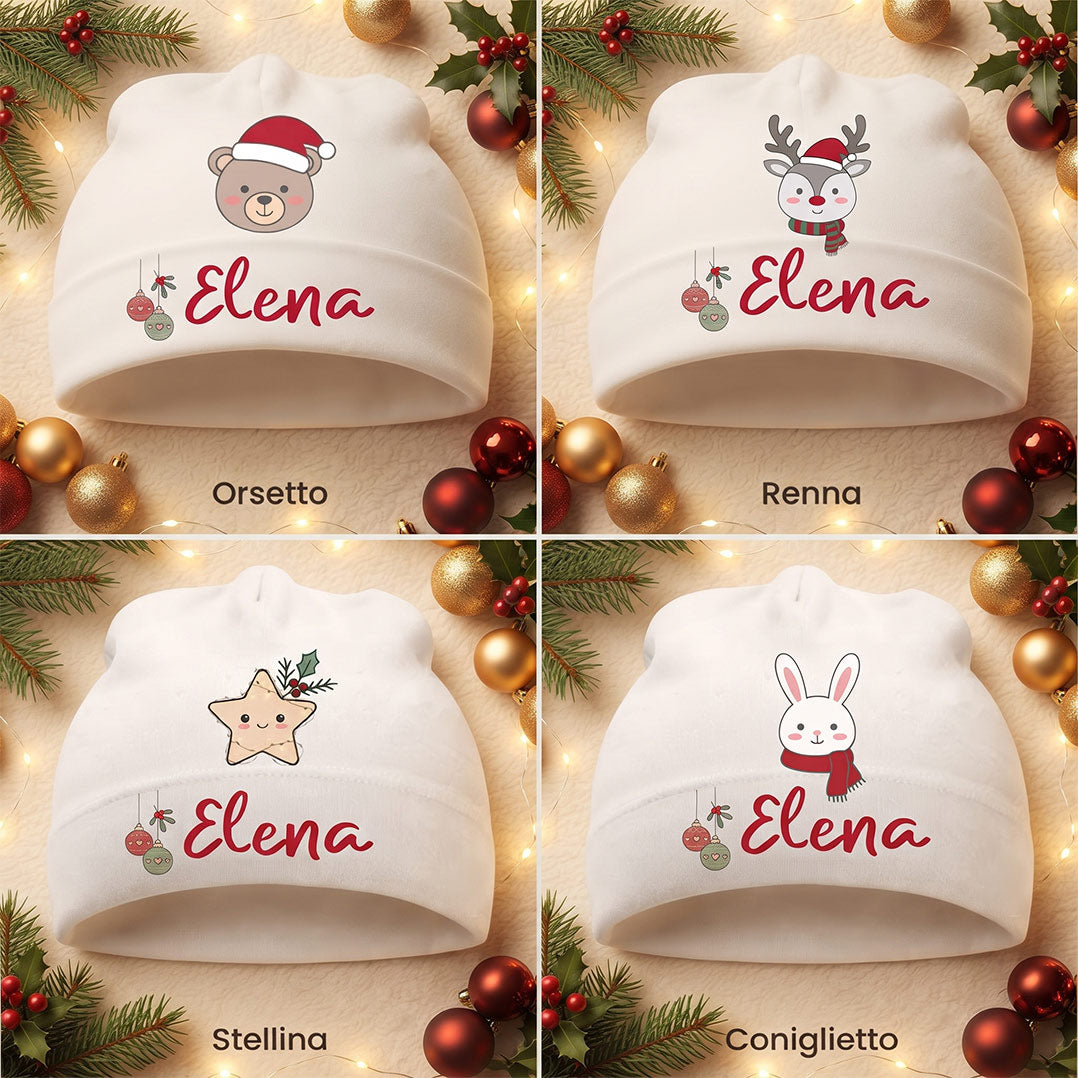 Cappellino Neonato Natale Personalizzato con Nome