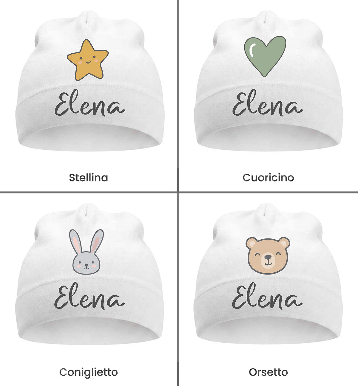 Cappellino Neonato Personalizzato con Nome