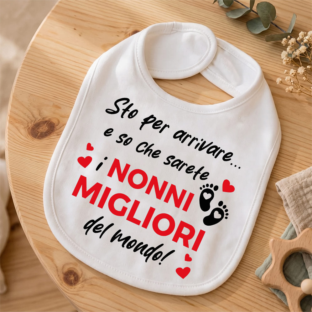 Bavaglino "Nonni Migliori del Mondo" Neonato: Idea Regalo Nascita
