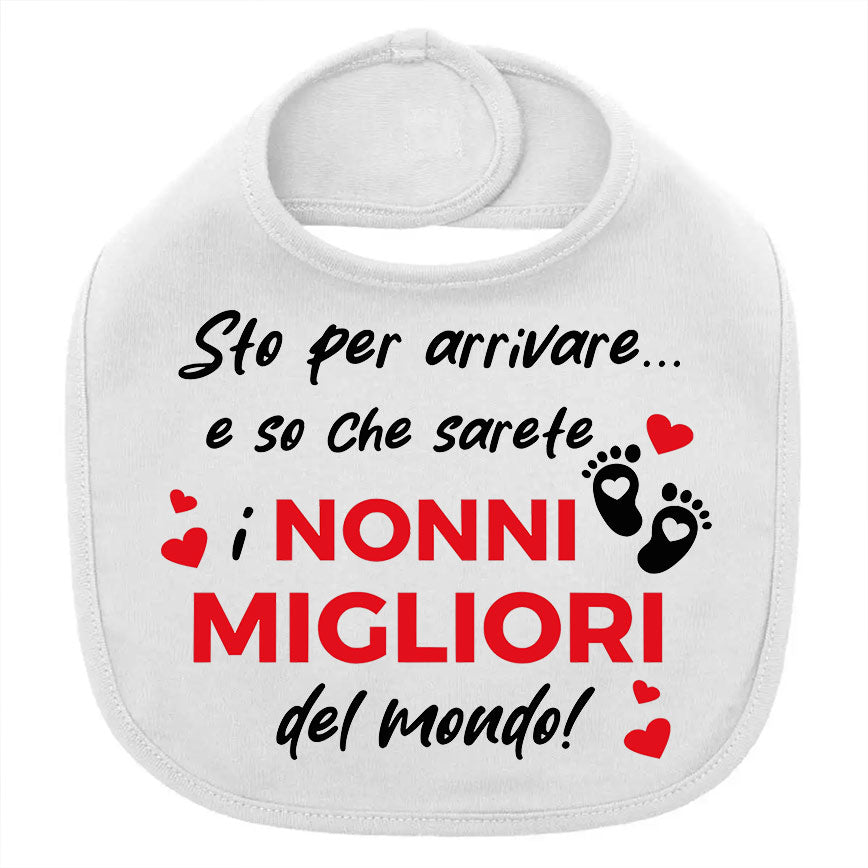Bavaglino "Nonni Migliori del Mondo" Neonato: Idea Regalo Nascita Senza busta regalo
