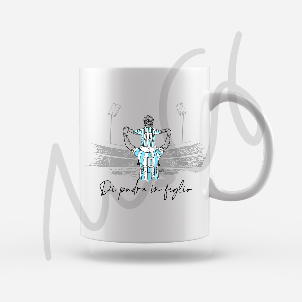 Tazza "Di padre in figlio" Tazza bianca Bianco Celeste