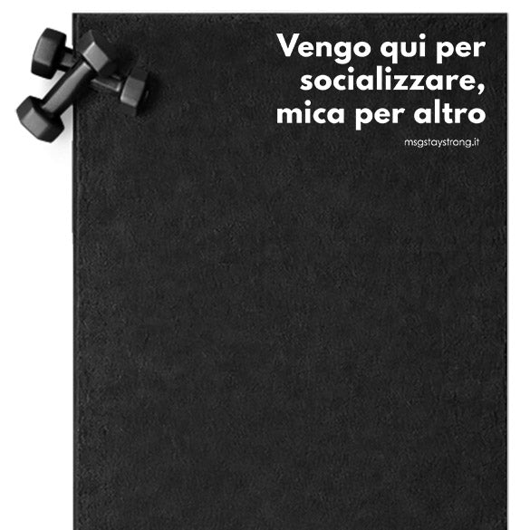 Telo Palestra in Microfibra 50x100 – "Vengo qui per socializzare"